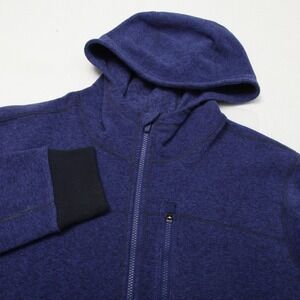 prAna Drey Jacket Hoodie Mens XL Sail Blue Heather Full Zip Fleece Chest Pocket